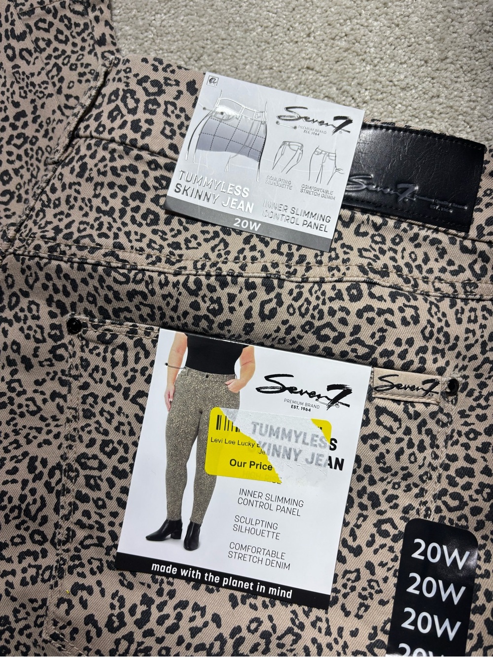 Seven7 Women's Tummyless Jean Size 20 Leopard New‎